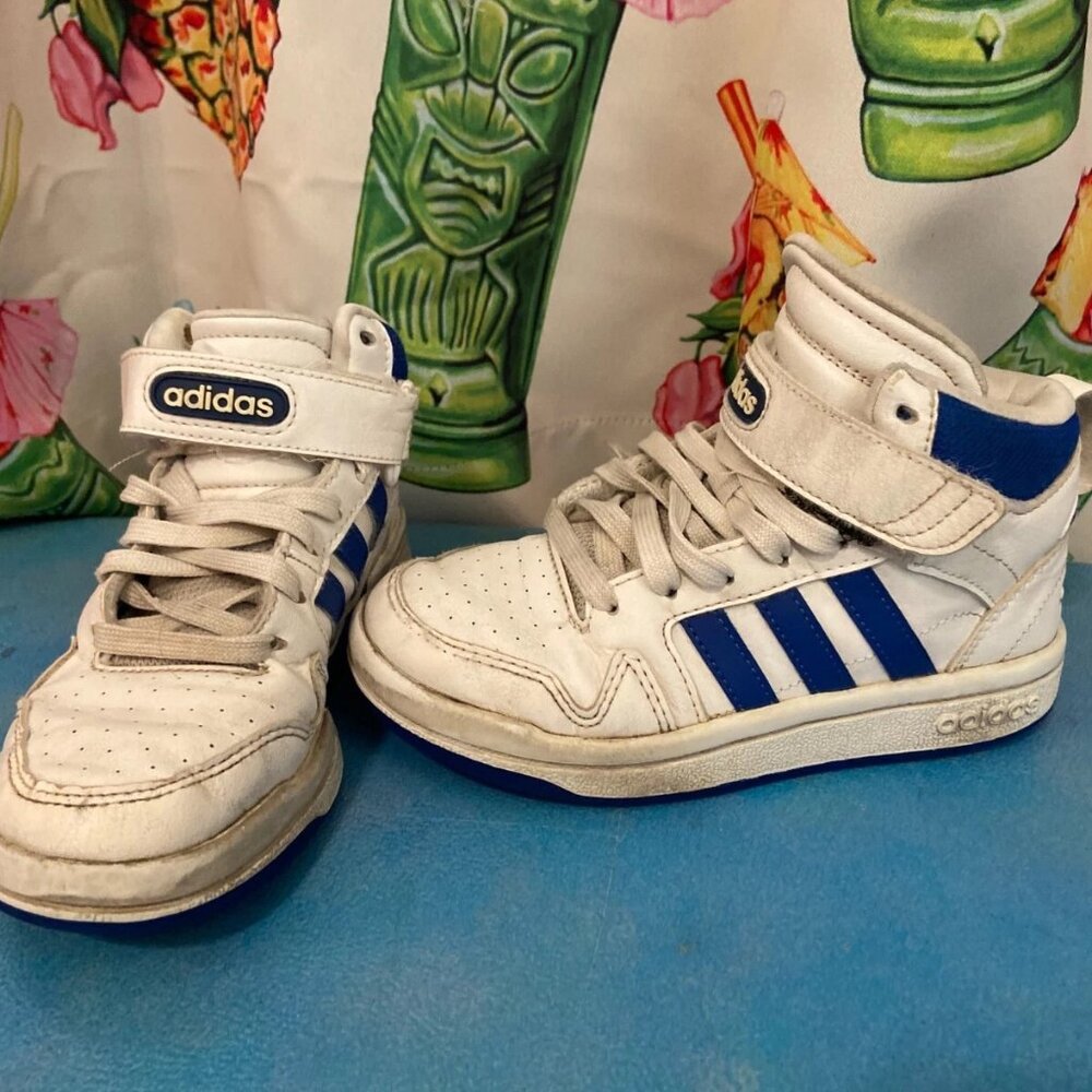 Adidas Postmove Mid Kids' Shoes Cloud White three stripe Royal Blue